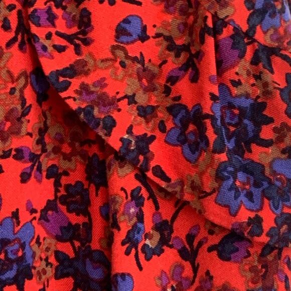 H & M Dress Red Floral Faux Wrap Ruffled Sleeves Ruffled Trim Dress Size 2 NEW - Picture 15 of 16